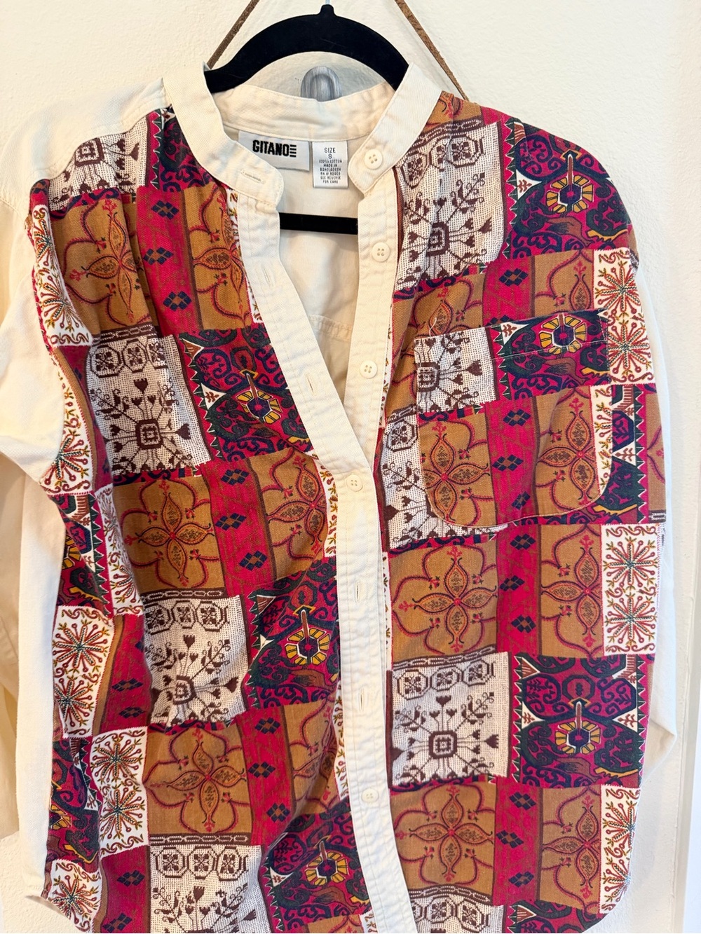 Gitano Cream & Rust Paisley Button-Front Shirt